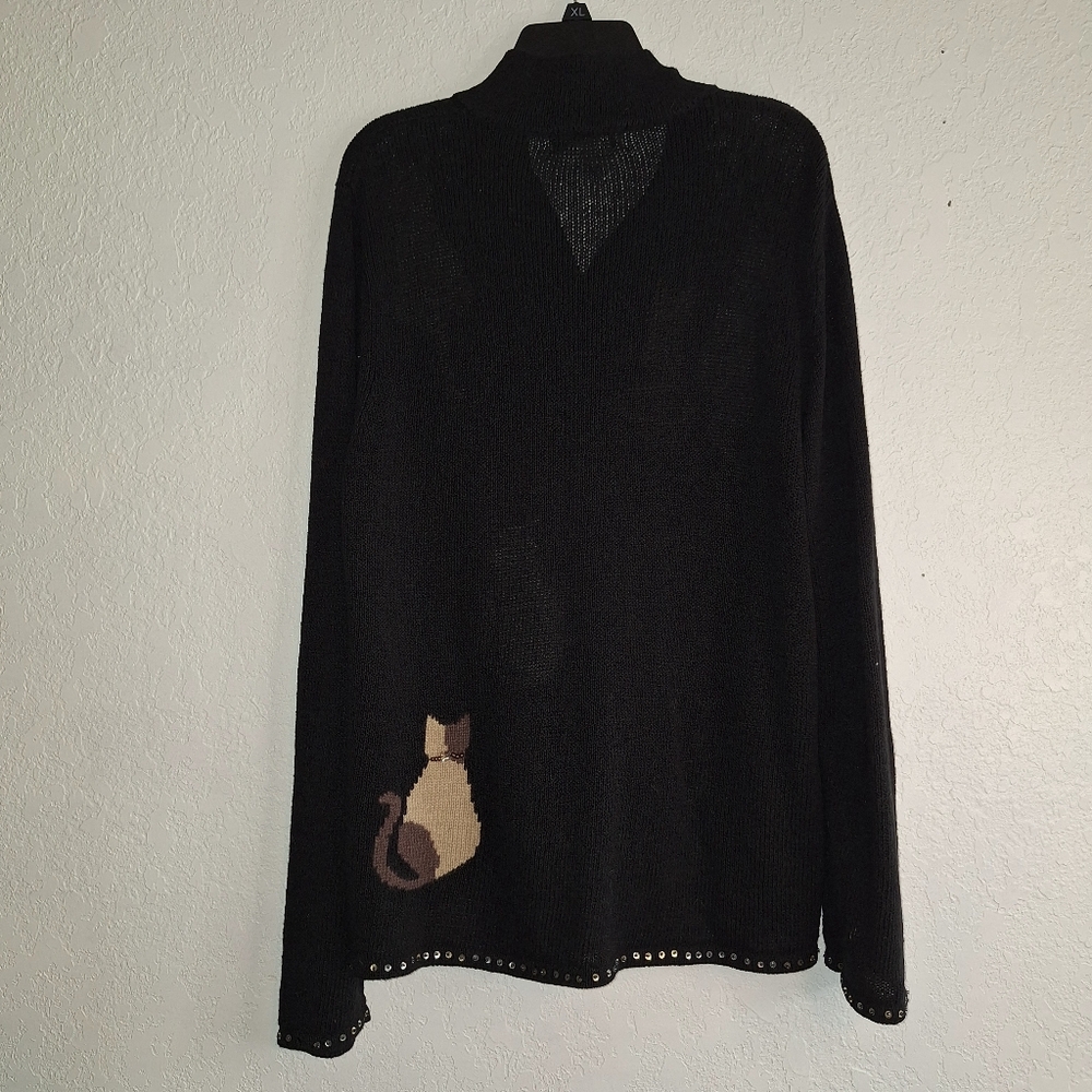 Coldwater Creek Beaded Cat Wool Rabbit Hair Sweater Cardigan Full Zip 2X - Picture 2 of 11